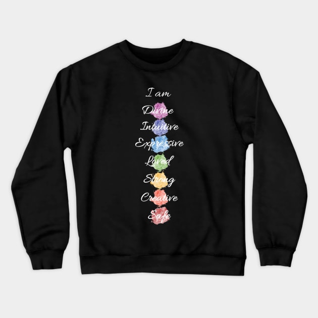 Seven Chakra Energy Affirmation Crewneck Sweatshirt by Bluepress